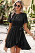 Elegant Pleated Round Neck Butterfly Sleeve Ruffled Belted A Line Mini Dress